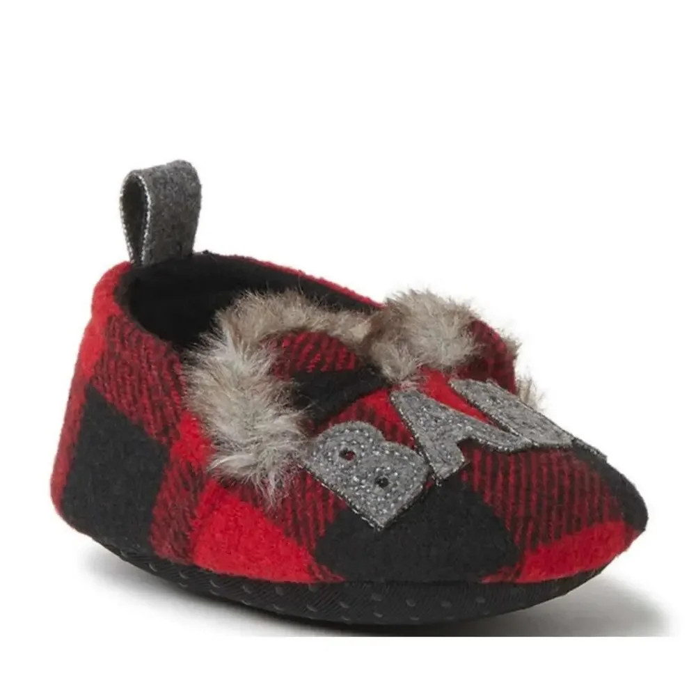 Dearforms Buffalo Check Baby Bear Closed Back Slipper size 6-9 months